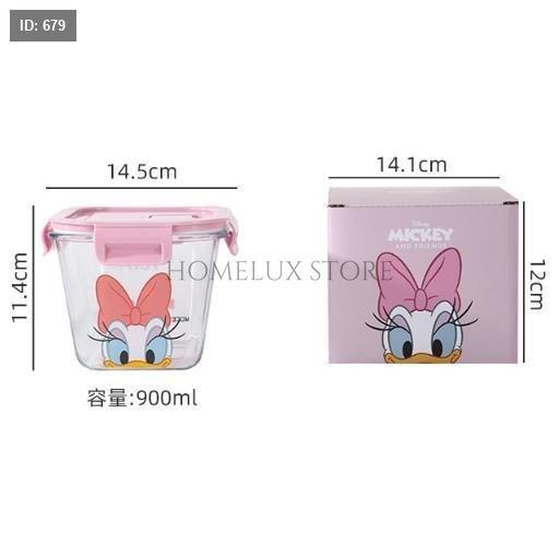 DISNEY Mickey & Friends Airtight Glass Food Storage Box - 900ml