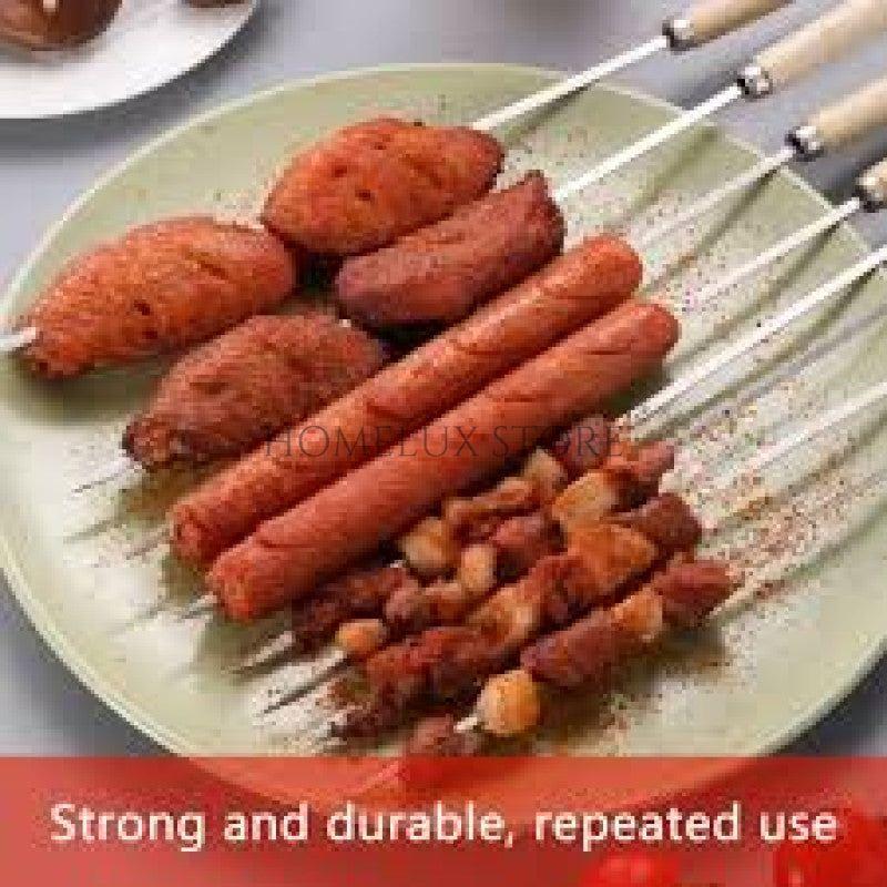Wooden Handle Skewers Stainless Steel - Pack of 6
