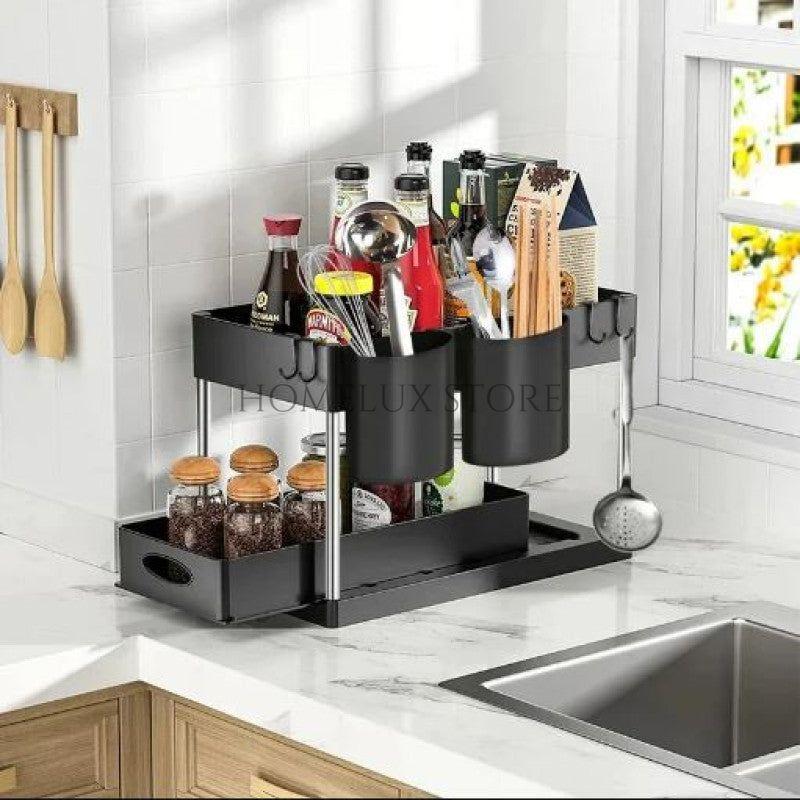 2 Tier Sliding Cabinet Rack