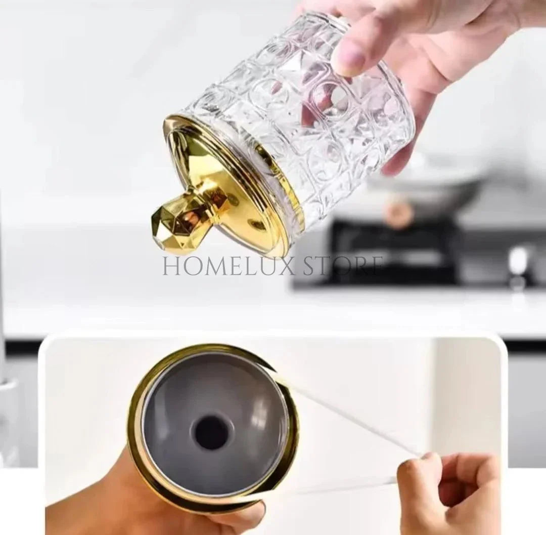 Transparent Sealed Jar With Golden Lid