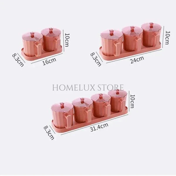 4 Pcs Spice Jars With Tray