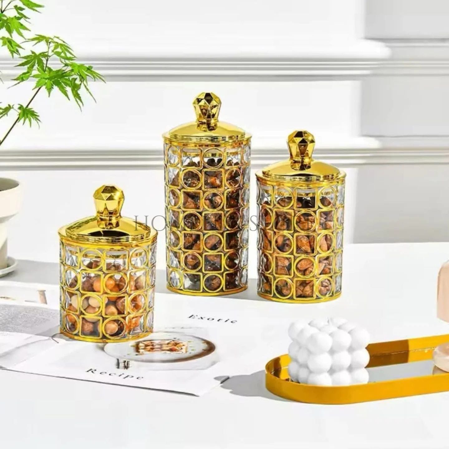 Transparent Sealed Jar With Golden Lid