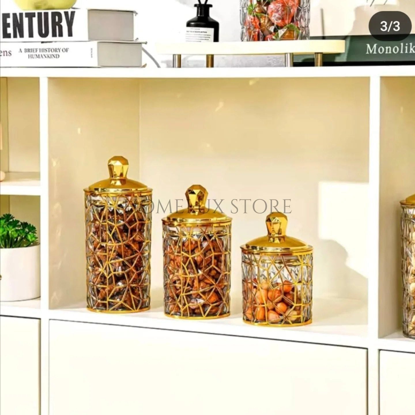 Transparent Sealed Jar With Golden Lid