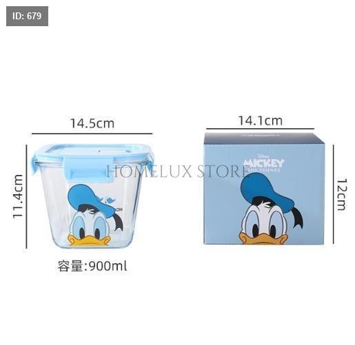 DISNEY Mickey & Friends Airtight Glass Food Storage Box - 900ml