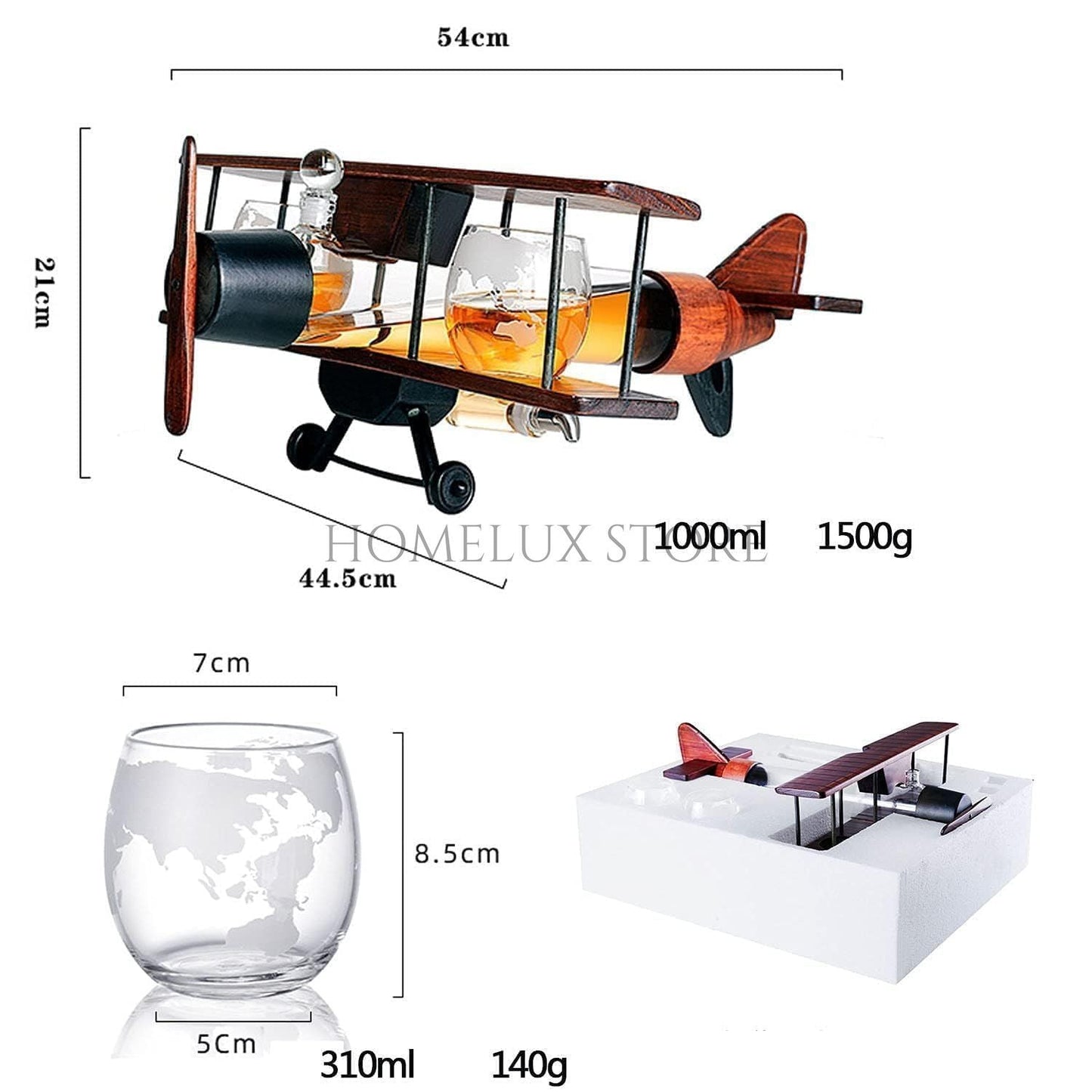 Aircraft Shape Drinking Vessel With 2 Cups