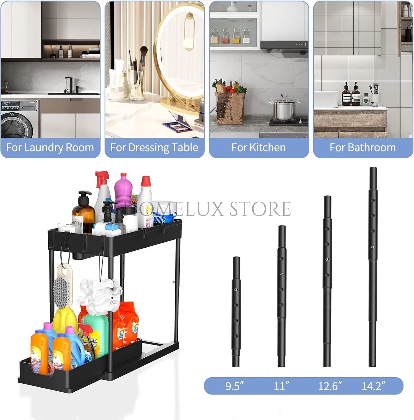 2 Tier Sliding Cabinet Rack