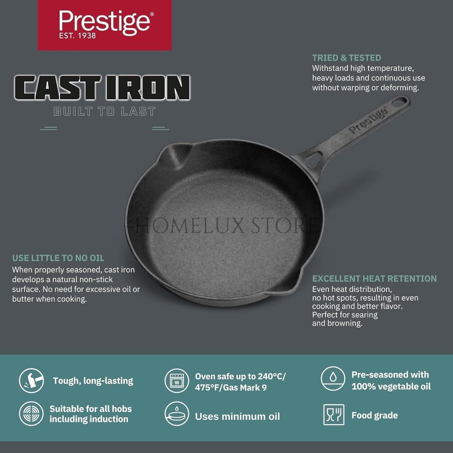 Prestige Cast Iron Fry Pan 20 cm
