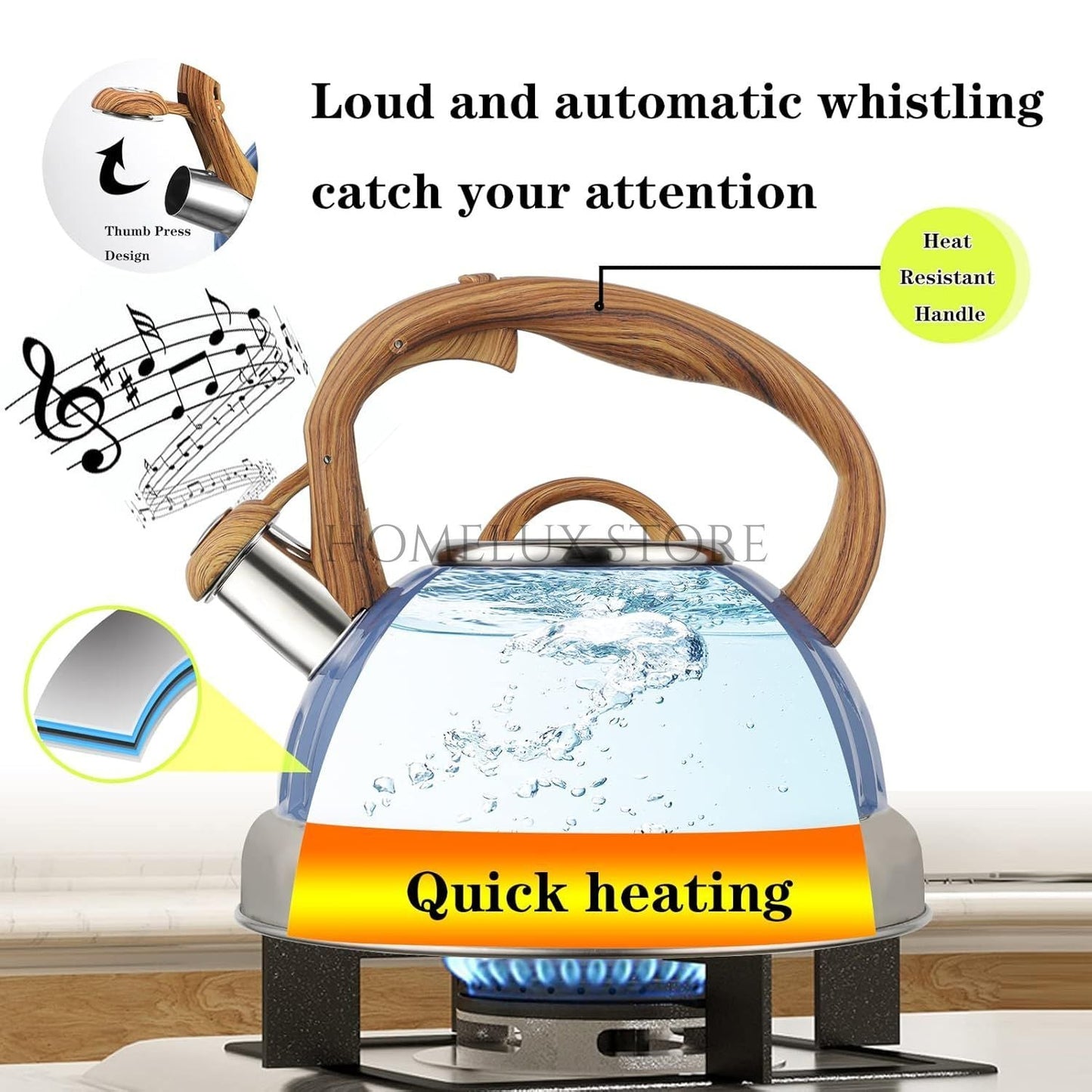 Stainless Steel Whistling Tea Kettle