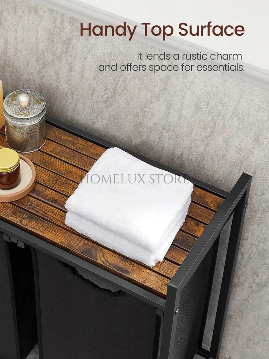 Laundry Hamper With Top Shelf & Bags