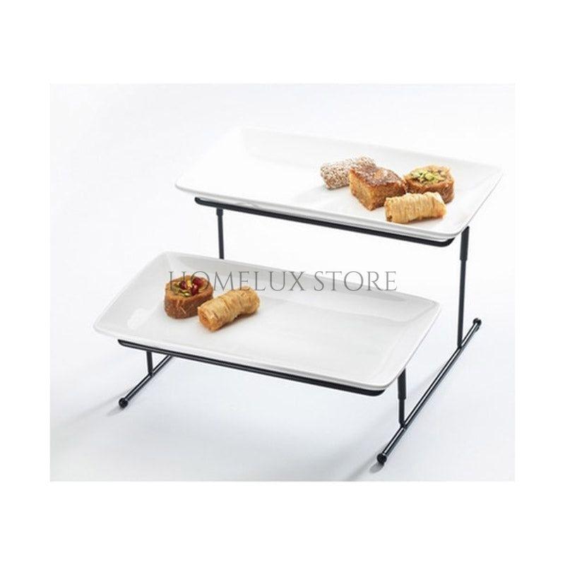 Rectangular Platters With Black Metal Stand