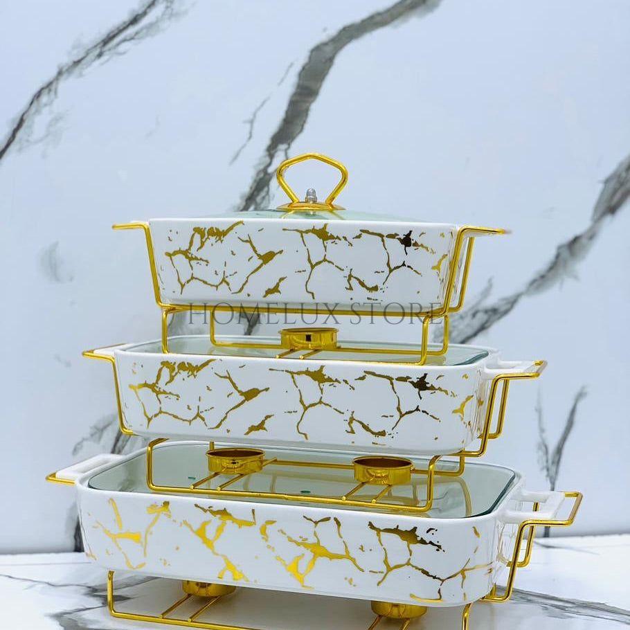Set of 3 Ceramic Chafing Dish