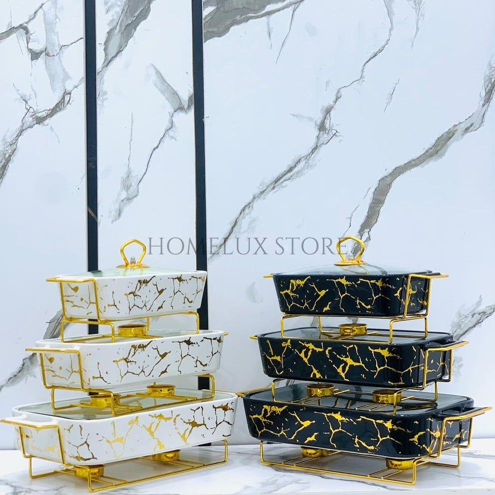 Set of 3 Ceramic Chafing Dish
