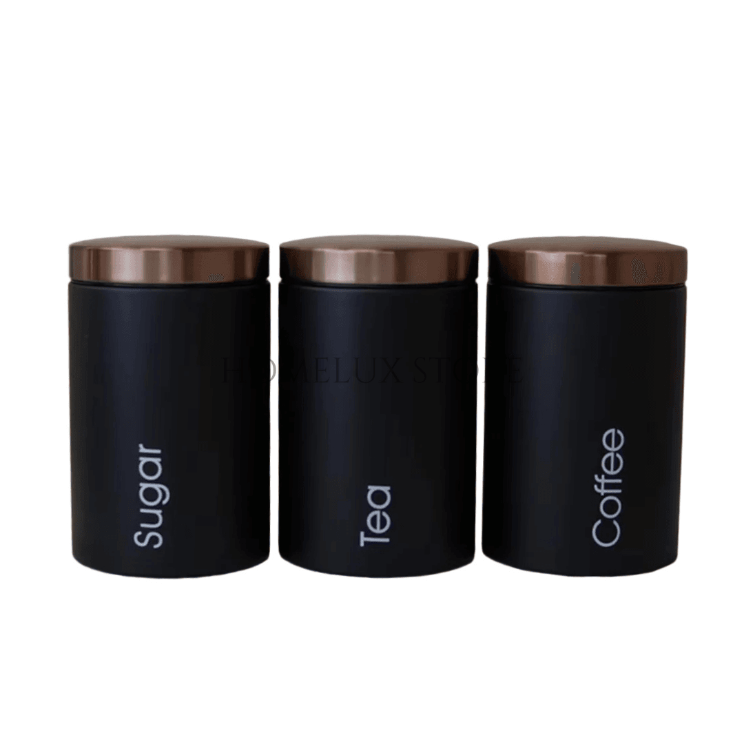 Metallic Canister Set With Rose Gold Lid