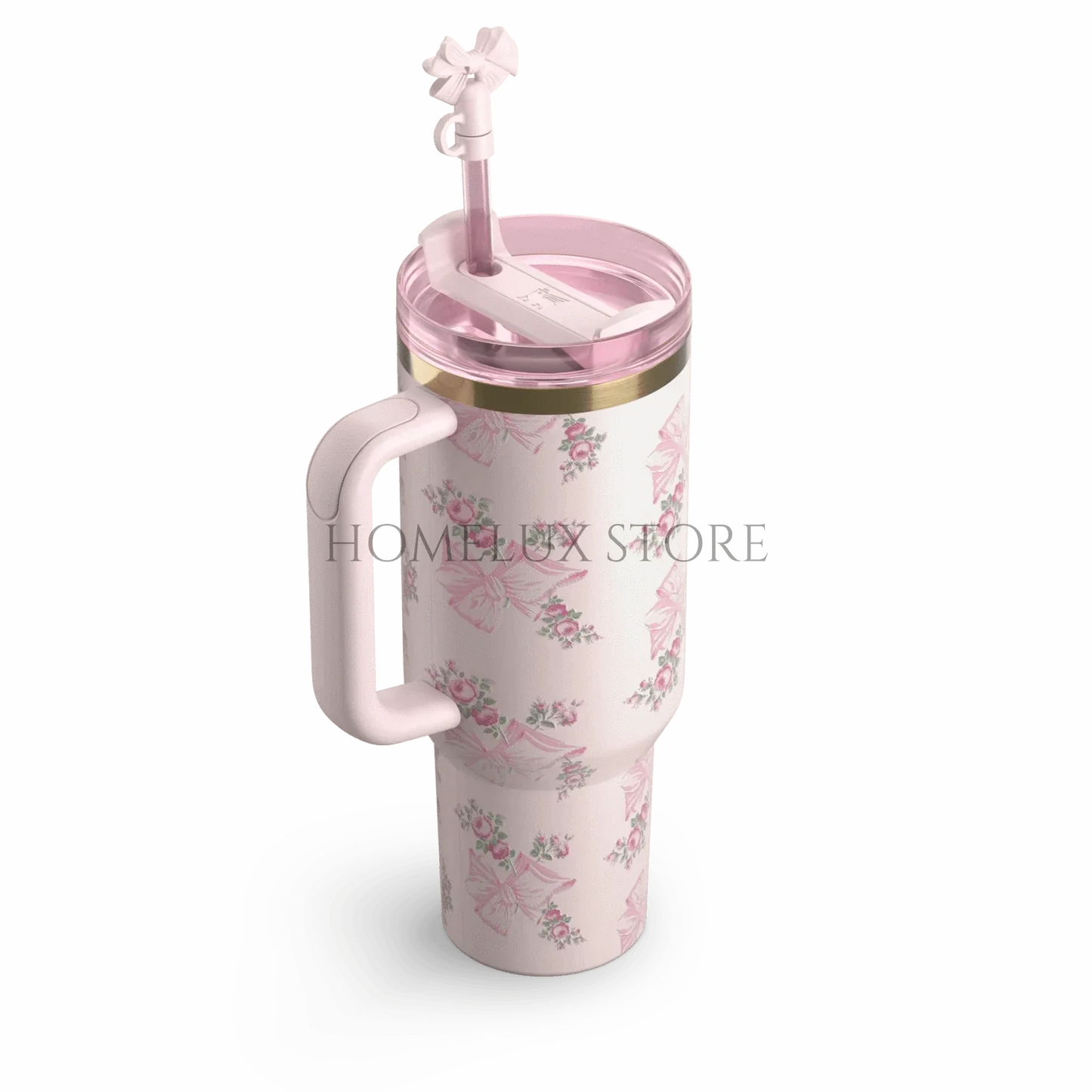 The Stanley X LoveShackFancy Holiday Quencher | 40 OZ - Rosa Beaux Pink