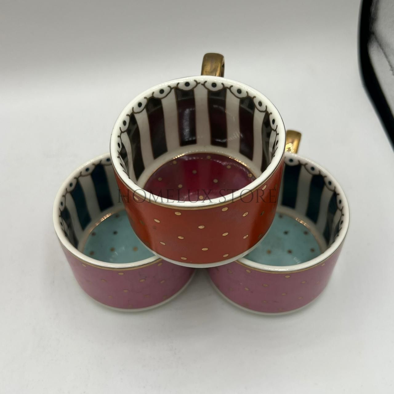 3 Pcs Colorful Porcelain Cups - 150ml