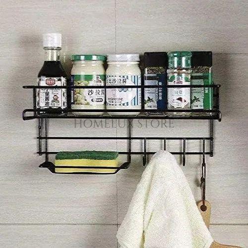 Bathroom Storage Shelf With Hooks & Soap Dish