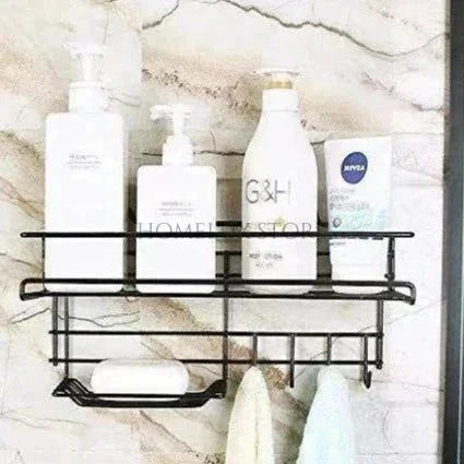 Bathroom Storage Shelf With Hooks & Soap Dish