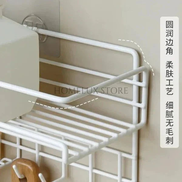 Bathroom Storage Shelf With Hooks & Soap Dish