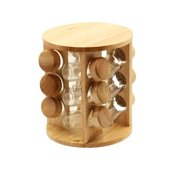 12 Pcs Bamboo Spice Jar