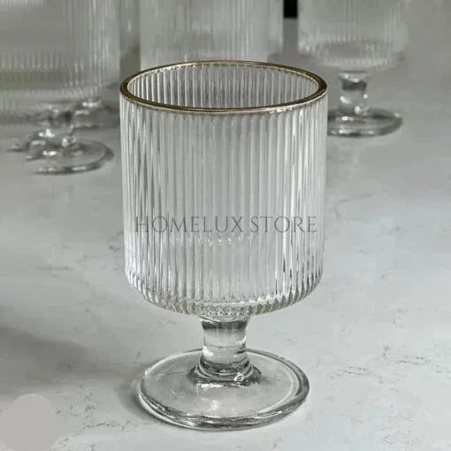 Ripple Effect Low Foot Real Crystal Gold Rim Glass Set