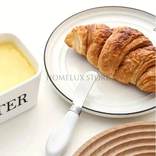 Porcelain Butter Dish With Butter Knife