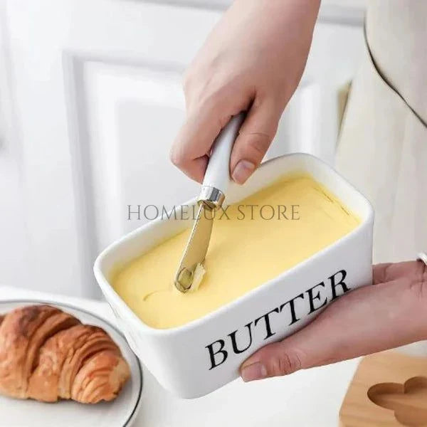 Porcelain Butter Dish With Butter Knife