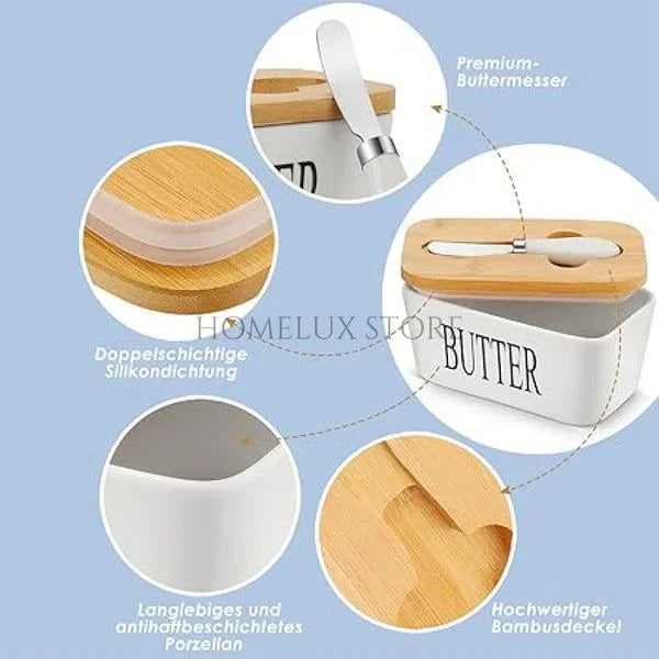 Porcelain Butter Dish With Butter Knife