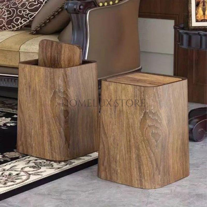 Retro Wood Trash Can