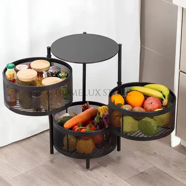 3 Layer Counter Top Vegetable Metal Trolley - Round
