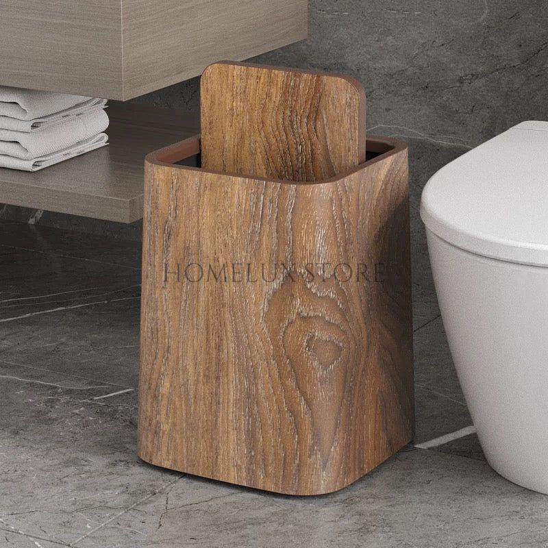 Retro Wood Trash Can