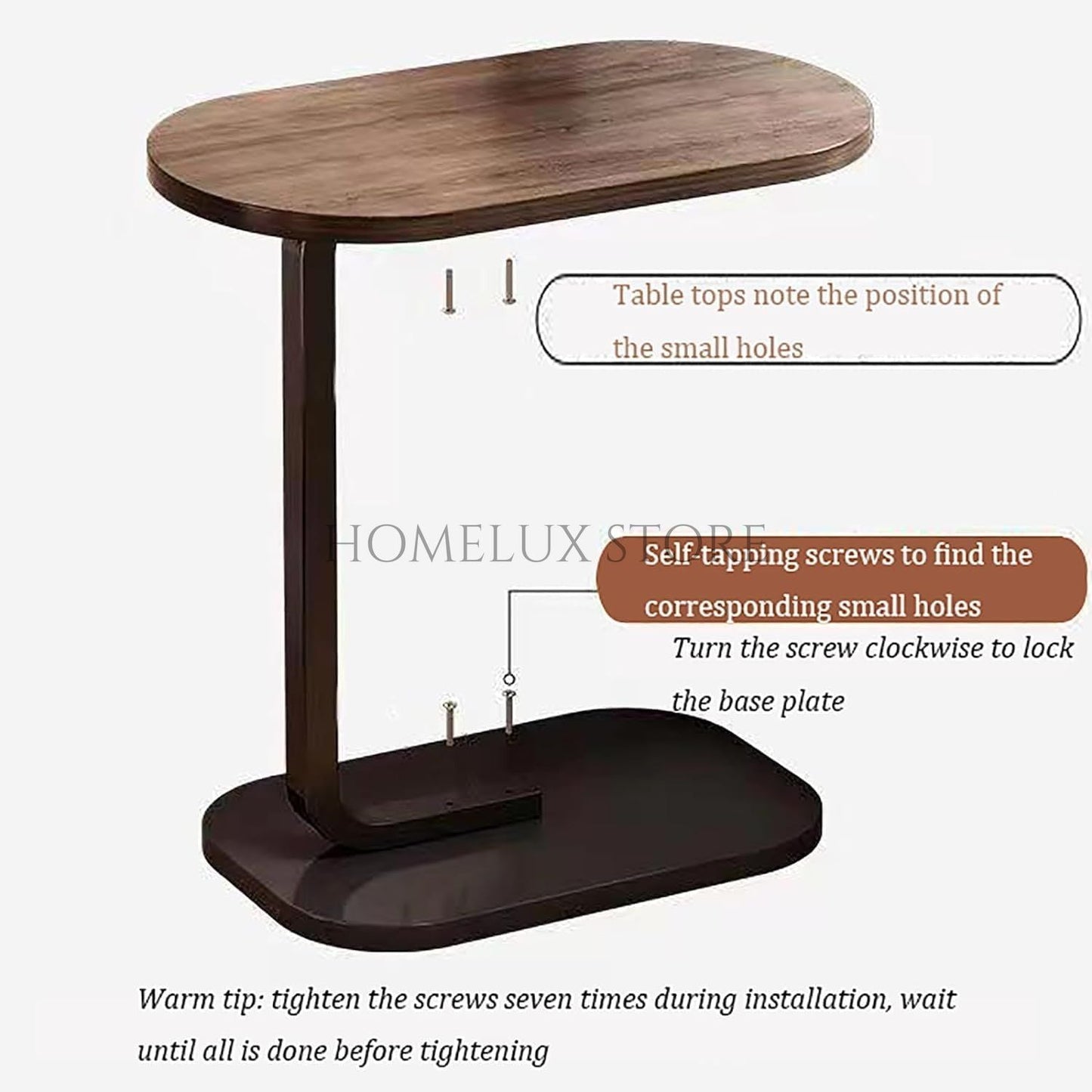 C-Shape Metal Base Coffee Table