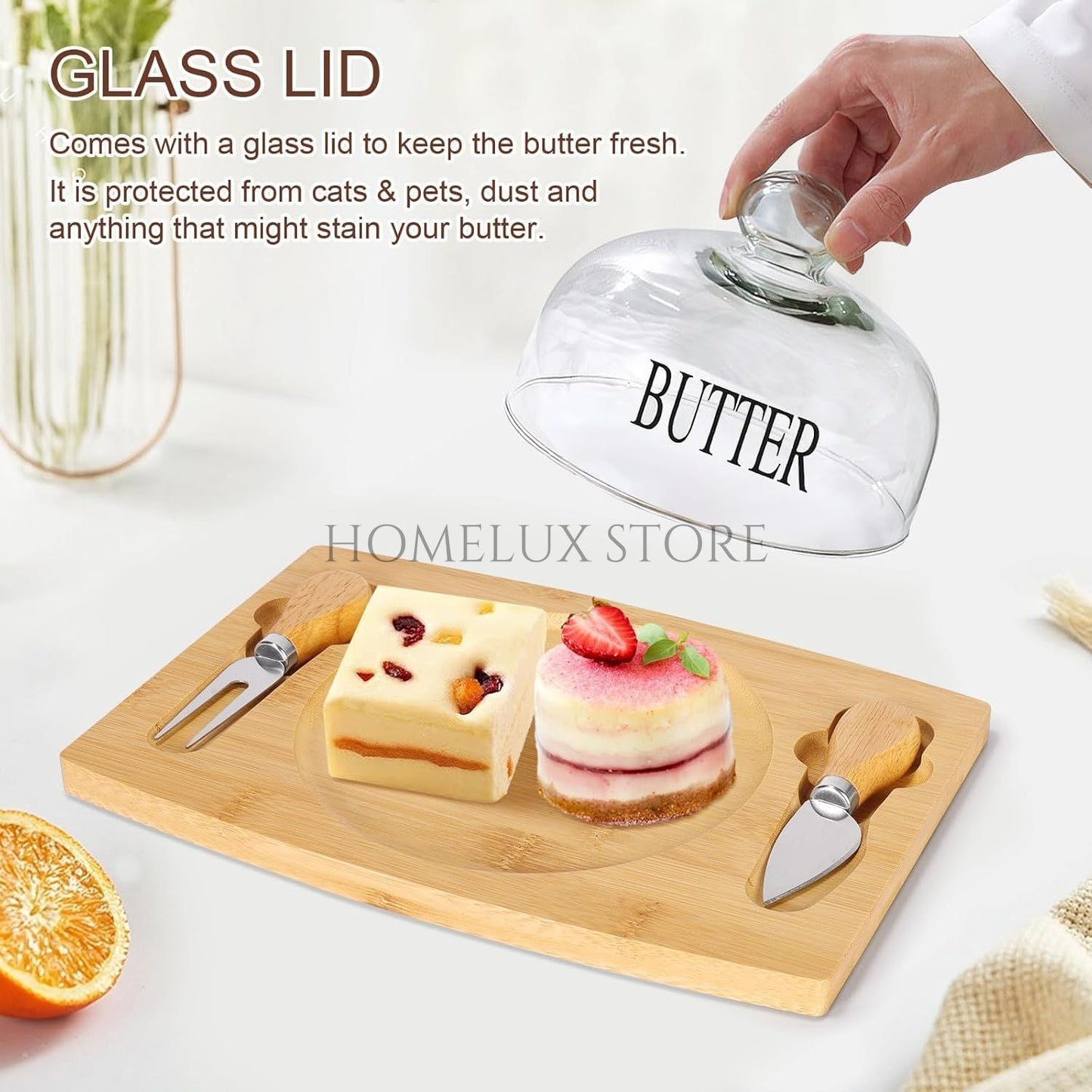 Modern Style Butter Dish With Knifes