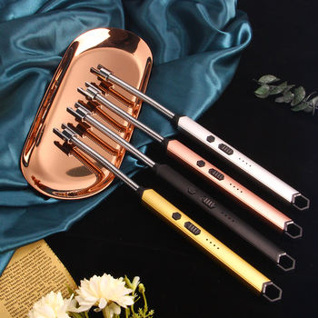 Luxury Custom Electric Lighter USB Rechargeable Arc Plasma Candle Lighter BBQ Kitchen Cigarette Lighter