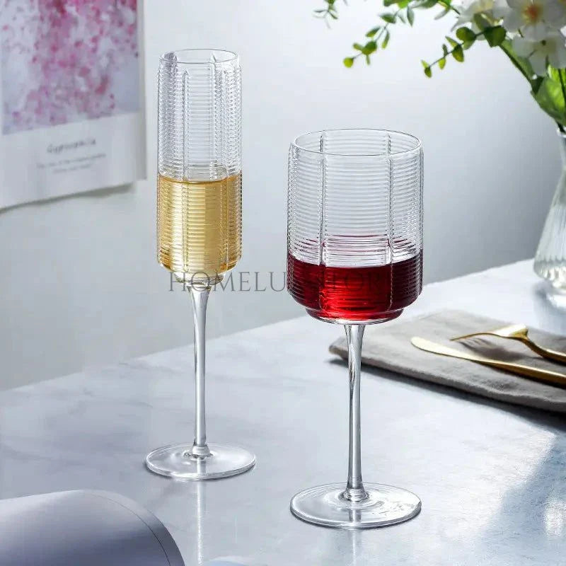 Retro Horizontal Striped Champagne Glass Set