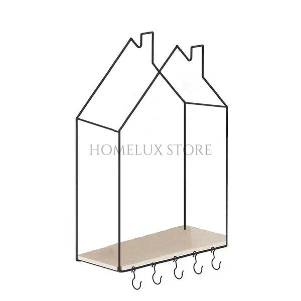 Hut Style Wall Shelf - With Hooks