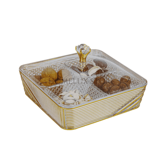 Acrylic Dry Fruit Tray With Lid - Square