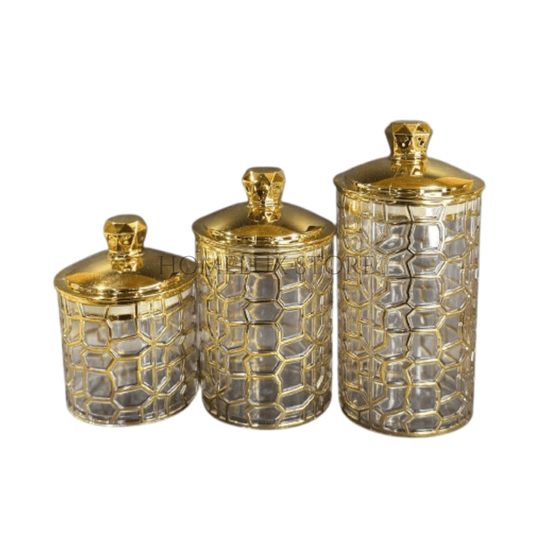 Transparent Sealed Jar With Golden Lid