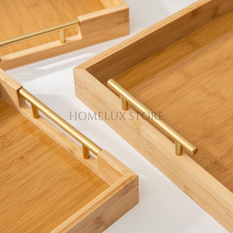 Modern Bamboo Tray With Golden Handles