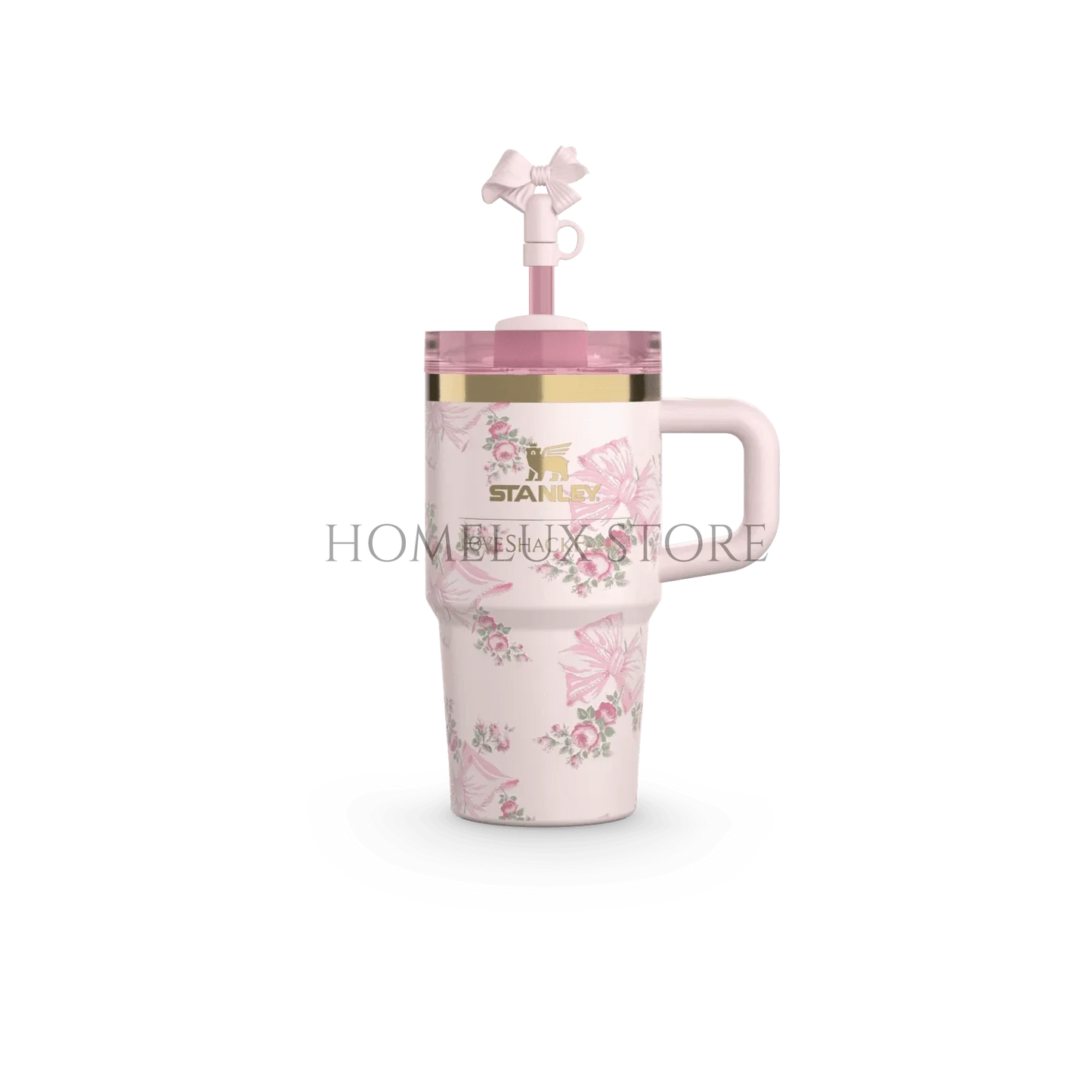 The Stanley X LoveShackFancy Holiday Quencher - 14oz - Rosa Beaux Pink