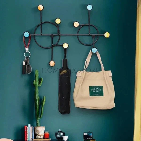 Nordic Style Wall Shelf With Hooks - Circle