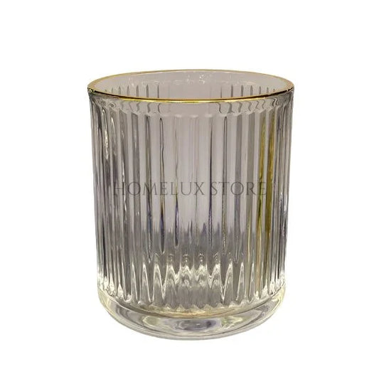 Crystal Glass Ridged Stripe Gold Rim Glass
