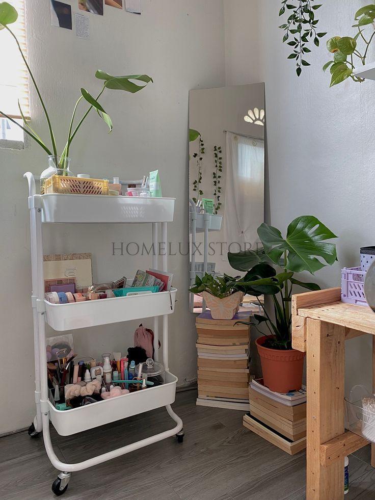 3 Tier Kitchen Trolley Rack - Plastic Baskets