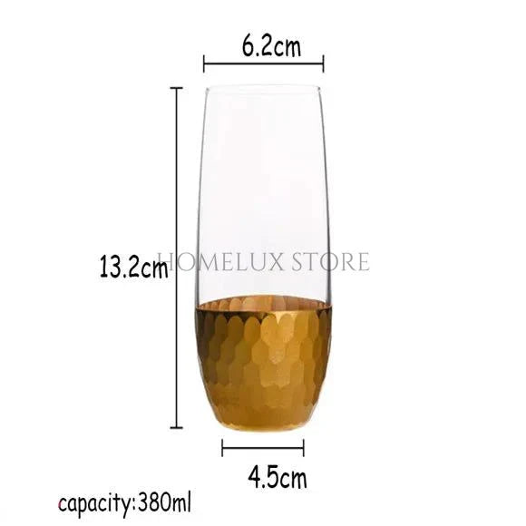 Luxury Gold Hammered Base Long Glass Set
