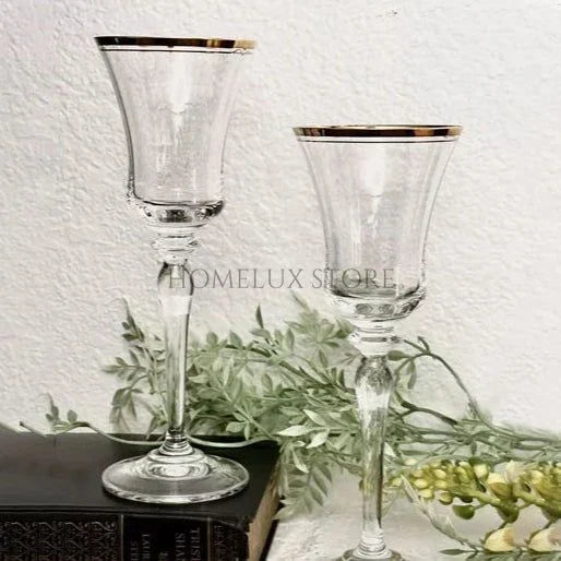 MIKASA Crystal Gold Rim Austria Stemmed Wine Glass Set