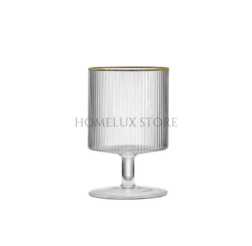 Ripple Effect Low Foot Real Crystal Gold Rim Glass Set