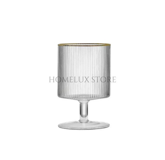 Ripple Effect Low Foot Real Crystal Gold Rim Glass Set